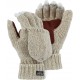 3422 Winter-lined Wool Fingerless Glove with Fingers Hood and Palm Leather Patch