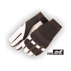 White Eagle Mechanics Glove with Grain Goatskin Palm and Knit Back and velcro closure