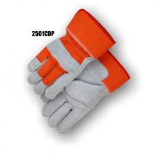 Split Cowhide Internal Double Palm, Knuckle Strap, Wing Thumb, Orange Back And Cuff