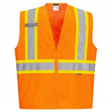 X-Back Contrast Tape Vest Orange- PortwestVest